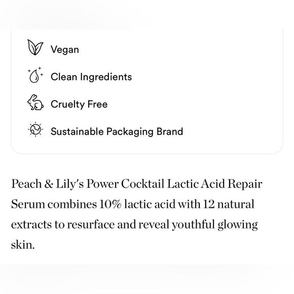 LAST 1! Peach & Lily Power Cocktail Lactic Acid Repair Serum 🪞 NEW - Picture 6 of 10